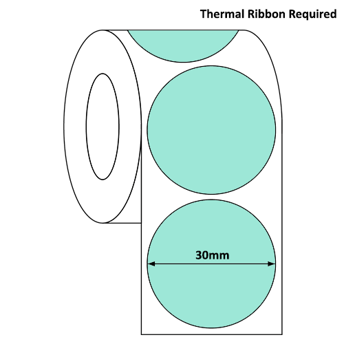 30mm Diameter Pastel Green Thermal Transfer Label Roll (500/Roll)