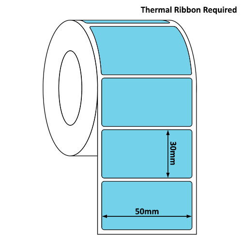 50mm x 30mm Pastel Blue Thermal Transfer Label Roll (1,000/Roll)