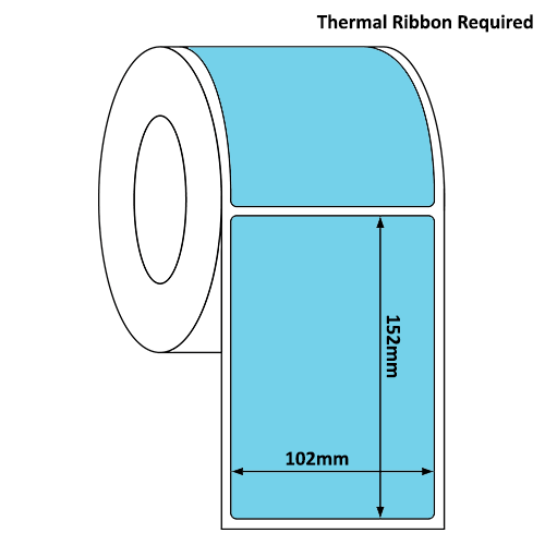 102mm x 152mm Pastel Blue Thermal Transfer Label Roll (300/Roll)