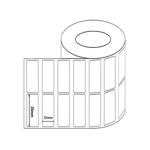 35mm x 25mm Thermal Transfer Label Roll (2 labels across - 2,000/Roll)