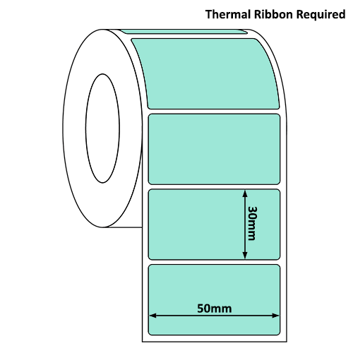 50mm x 30mm Pastel Green Thermal Transfer Label Roll (1,000/Roll)