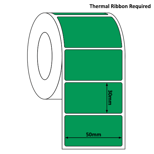 50mm x 30mm Green Thermal Transfer Label Roll (1,000/Roll)