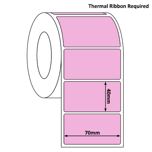 70mm x 40mm Pastel Magenta Thermal Transfer Label Roll (800/Roll)