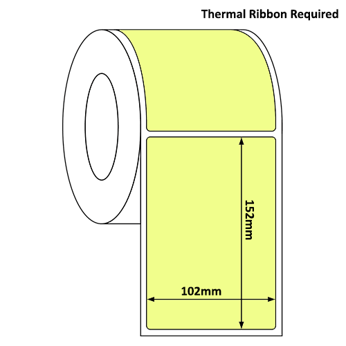 102mm x 152mm Pastel Yellow Thermal Transfer Label Roll (300/Roll)