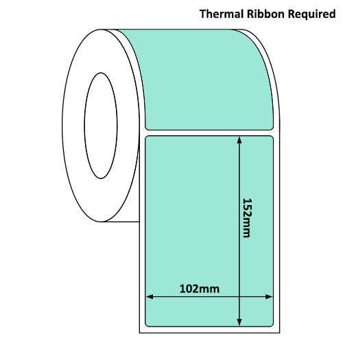 102mm x 152mm Pastel Green Thermal Transfer Label Roll (300/Roll)