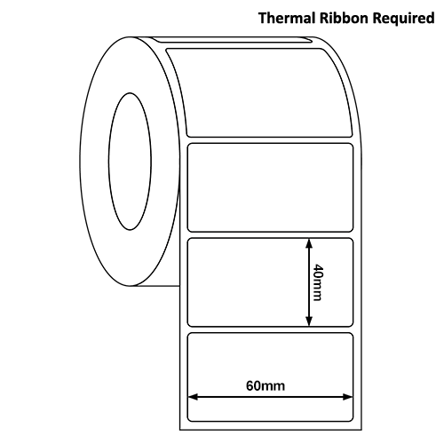 60mm x 40mm Thermal Transfer Label Roll (1,000/Roll) 